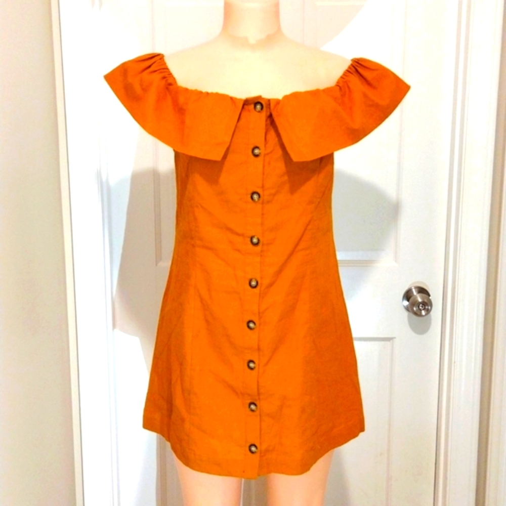 Express Linen and Cotton off shoulderDress Size Medium